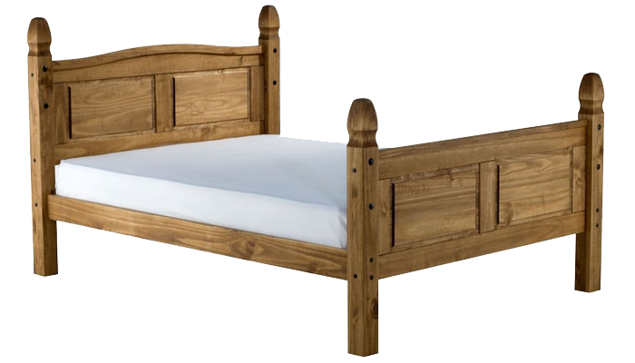 High Foot End Pine Bed Frame - Double